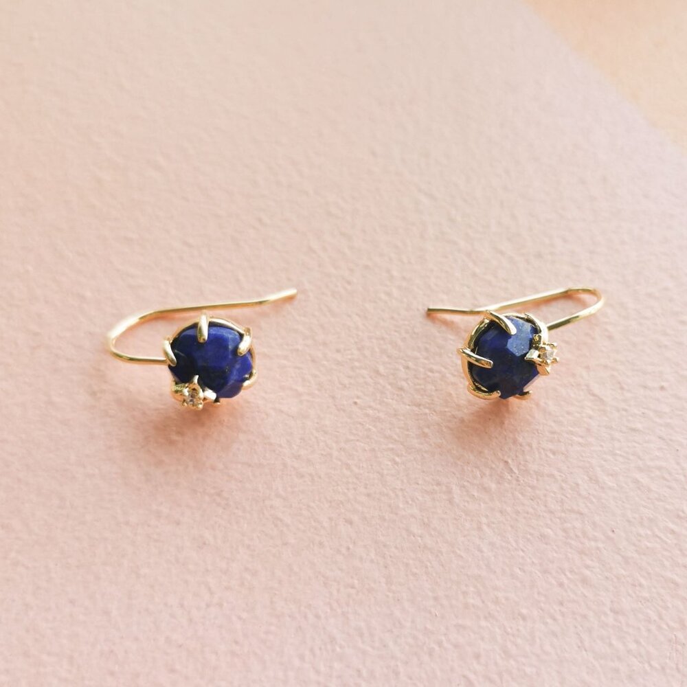 Alicia Bonnie - Gem Star Blue Lapis Gold Earrings - NEW - Picture 2 of 3